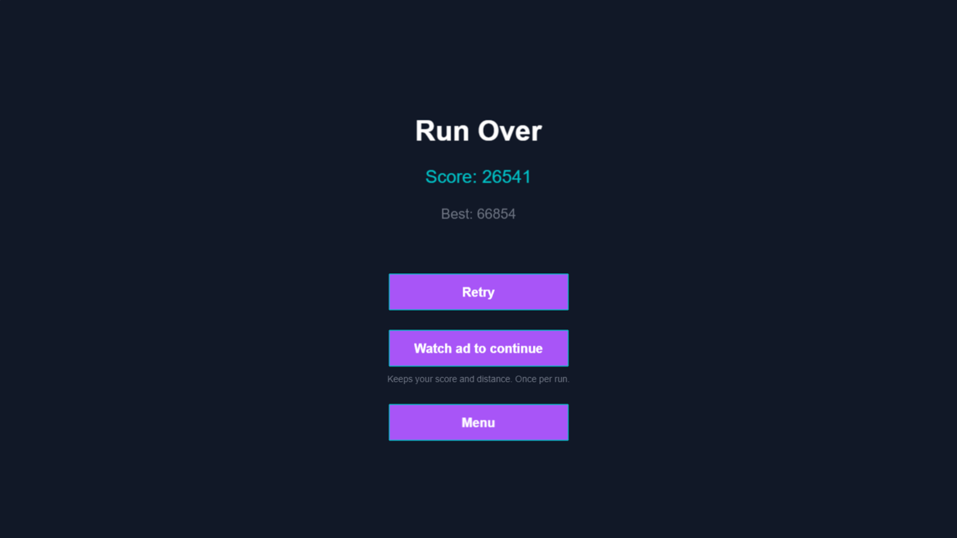 Neon Shift result screen