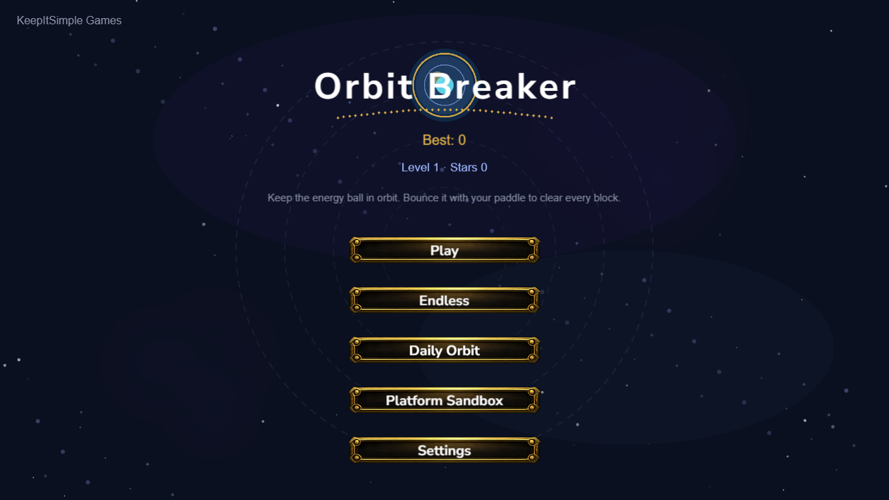 Orbit Breaker main menu